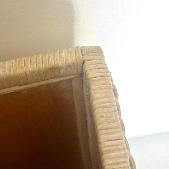 Pier 1 Rattan Waste Basket 11.5" White Wash Jamaica Collection Wicker Trash Can - Picture 12 of 16